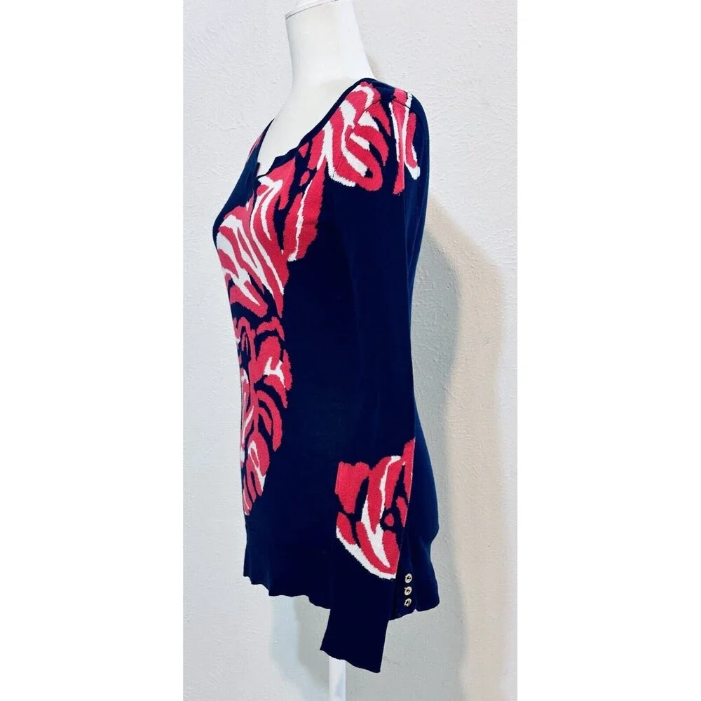 Lilly Pulitzer Women Size S Tiger Jacquard  Long Sleeve Sweater Art to Wear